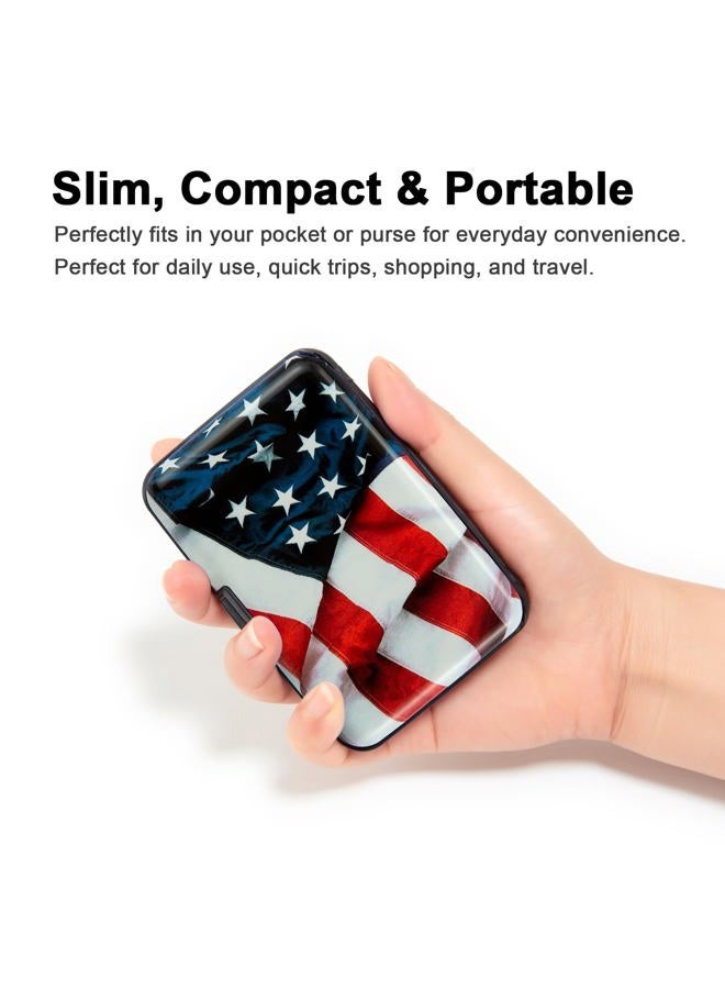 Kaabao RFID Blocking Small Metal Credit Card Holder Wallet for Women Men Business Aluminum Protector Sleeves Slim Mini Cards Case (USA American Flag) - Image 2