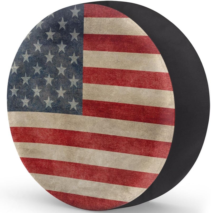 cfpolar Spare Tire Cover for RV Trailer,Vintage American Flag Waterproof Sun Leather Wheel Cover,Camper Spare Tire Covers Fit for Jeep Travel Trailer SUV Truck Accessories (17 in for Diameter 31” - 33”),F-6 - Image 2