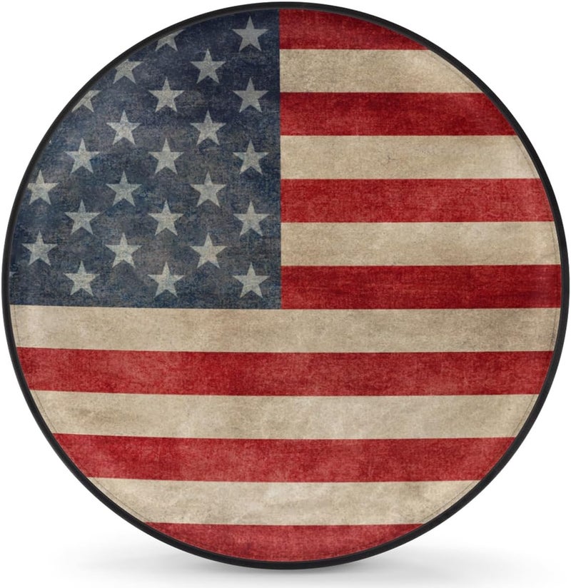cfpolar Spare Tire Cover for RV Trailer,Vintage American Flag Waterproof Sun Leather Wheel Cover,Camper Spare Tire Covers Fit for Jeep Travel Trailer SUV Truck Accessories (17 in for Diameter 31” - 33”),F-6 - Image 1
