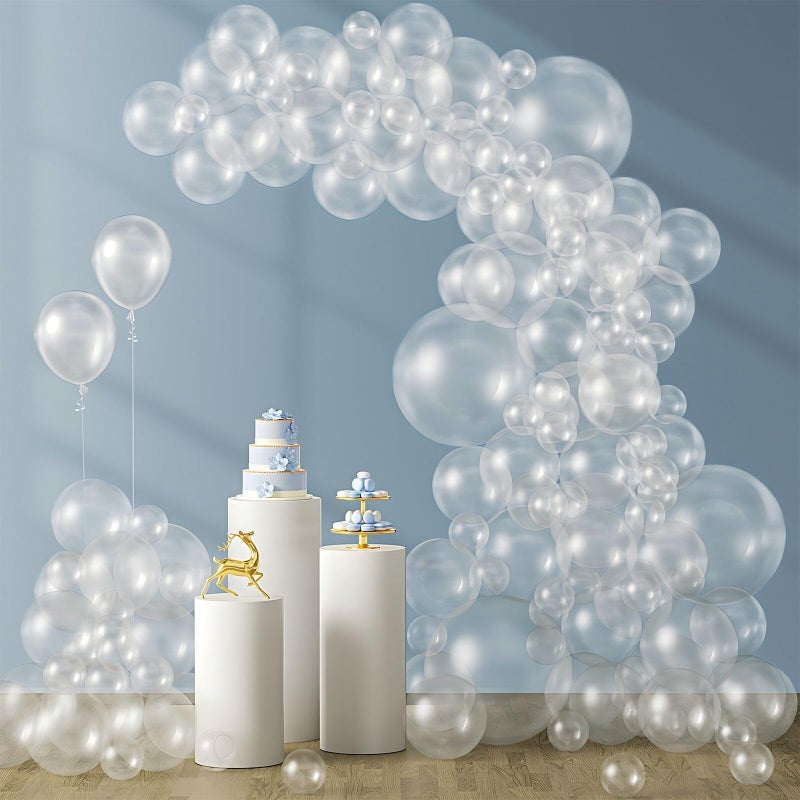 awenztech 120pcs Clear Balloons, 18 12 10 5 inch Transparent Balloons Different Sizes Clear Balloon Garland for Baby Shower Wedding Bridal Shower Birthday Party Decorations - Image 1