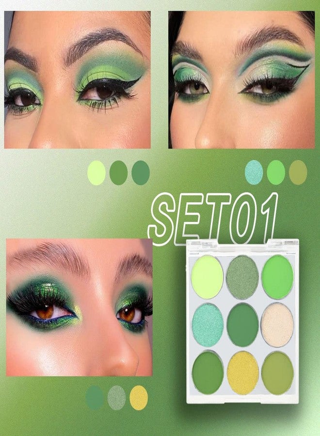 AMY'S DIARY Green Eyeshadow Palette - 9 Color Matte & Glitter Eye Shadows, Long Lasting, Light to Deep Shades for Women - Image 3