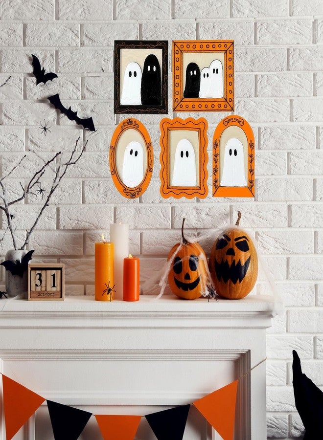 Geelin 15 Pcs Wood Ghost DIY Frames Decorating Craft with Paint and Brush Unfinished Wooden Gift Ornaments Cute Ghost for Halloween Craft Art Party Supplies, Not Include Glue - Image 5