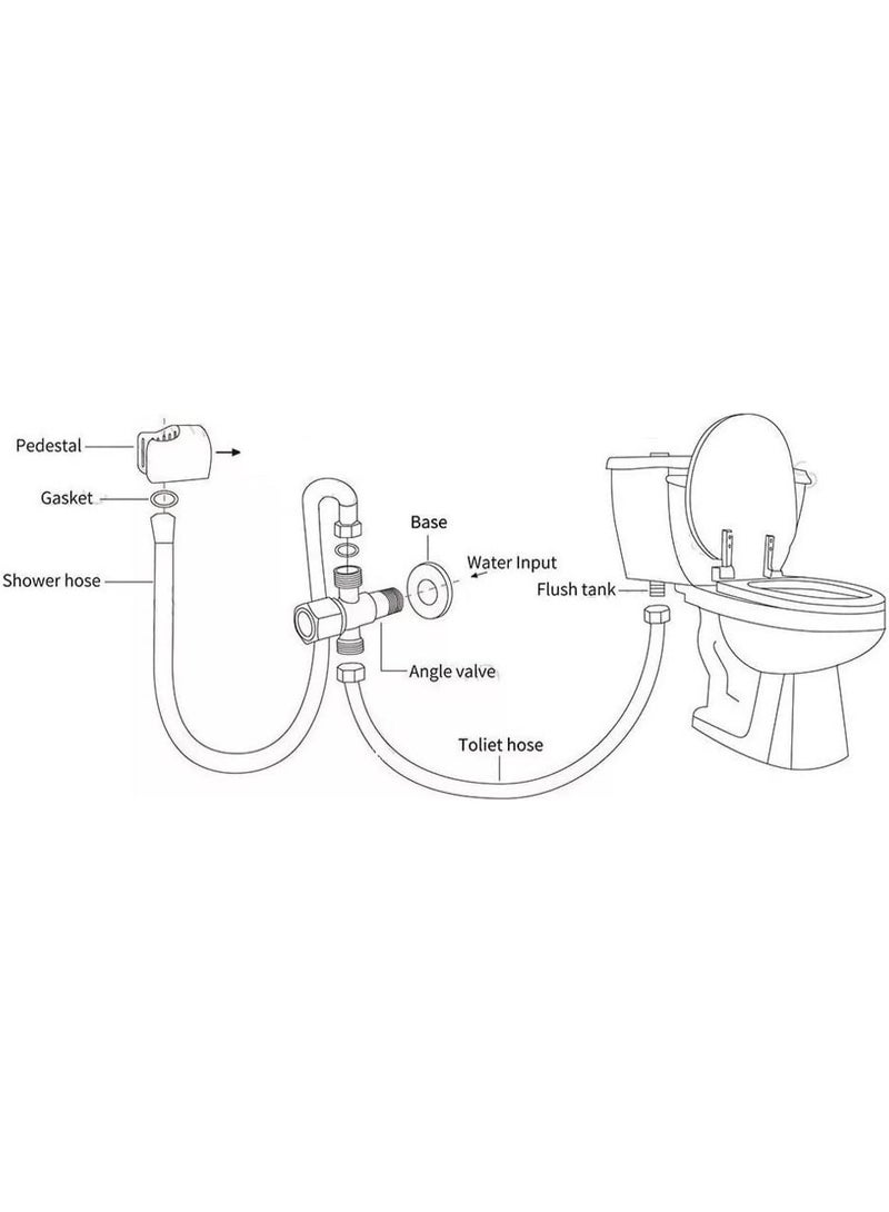Shams Easy Install Bathroom Bidet Splash Without Technical Splash 2 Outlet + Hose + Bidet Head + Hook Code 501Tr - Image 2
