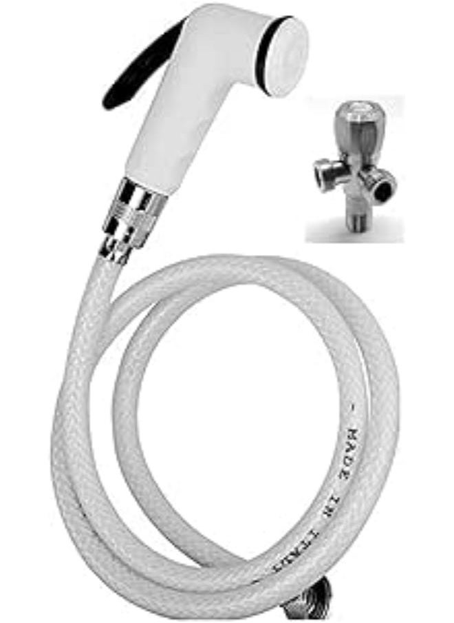 Shams Easy Install Bathroom Bidet Splash Without Technical Splash 2 Outlet + Hose + Bidet Head + Hook Code 501Tr 