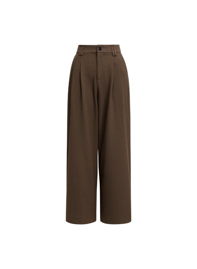Yanyee Brown Straight-leg Trousers For Women Autumn Slim Fit Commuter Professional Versatile Wide-leg Pants Brown L - Image 2