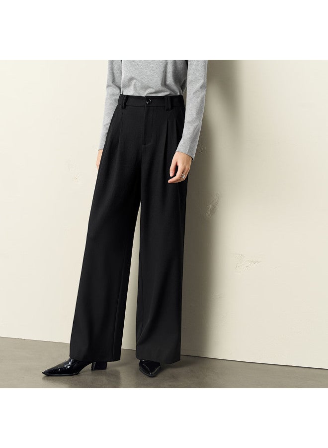 Yanyee Brown Straight-leg Trousers For Women Autumn Slim Fit Commuter Professional Versatile Wide-leg Pants Brown L - Image 1