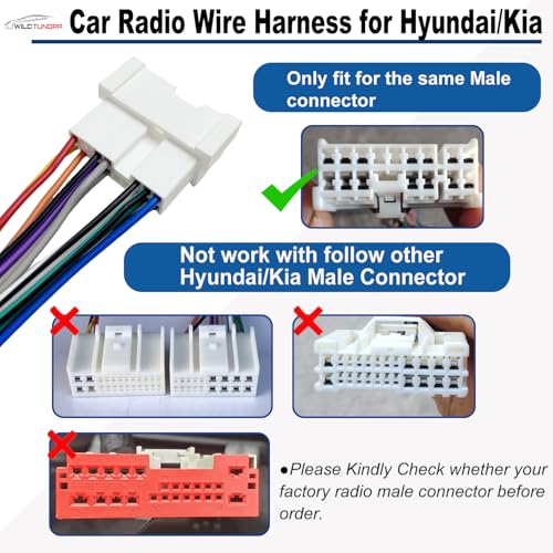 WildTundra 16Pin Radio Wiring Harness for Hyundai 2001-2006 KIA 2002-2006 Aftermarket Car Stereo Wiring Harness Connector for Elantra Accent Amanti Rio Car Stereo Radio Wiring Harness Cable Install - Image 3