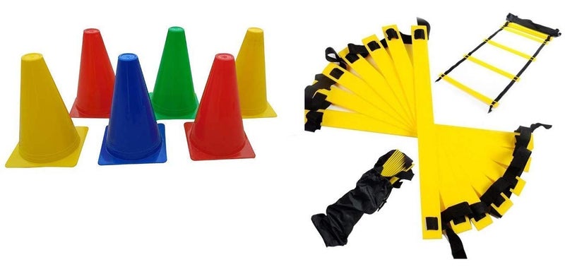 Cougar COUGAR Cone Marker Cone Marker Set 6 Inch Cones Pack 6 10 Space Markers and 4 Meter Ladder Agility Combos Agility Training Equipment - Image 1