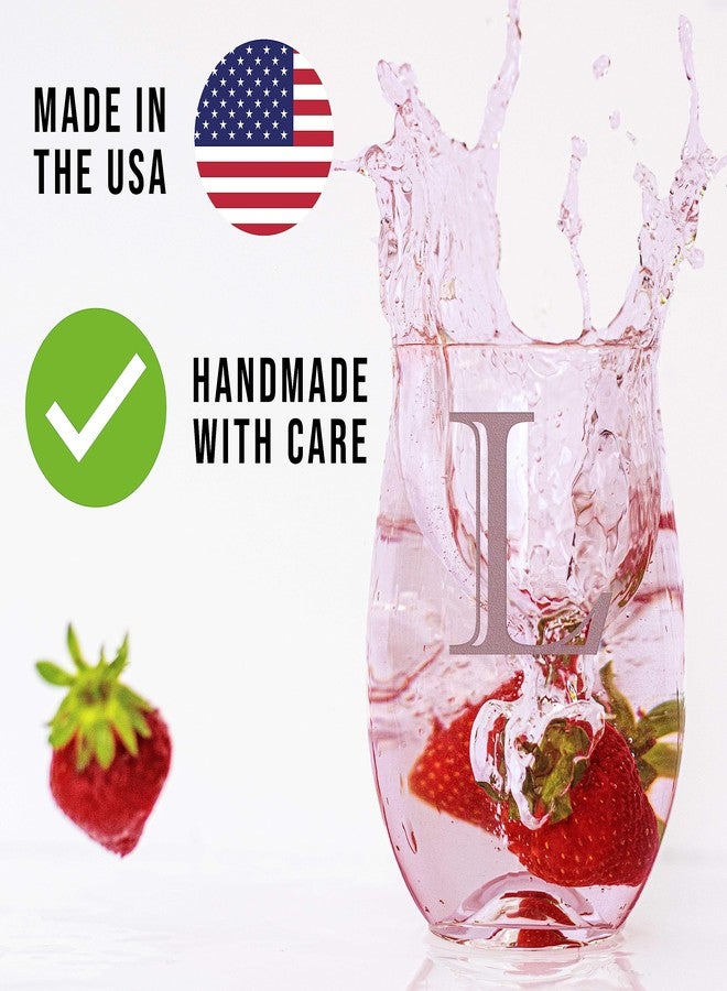 Spotted Dog Company كأس نبيذ بدون ساق سعة 17 أونصة محفور عليه حرف L (حرف L) - هدايا شخصية للنساء، أكواب نبيذ حسب الطلب، هدية عيد ميلاد محفور عليها الحرف الأول من اسمها - Image 4