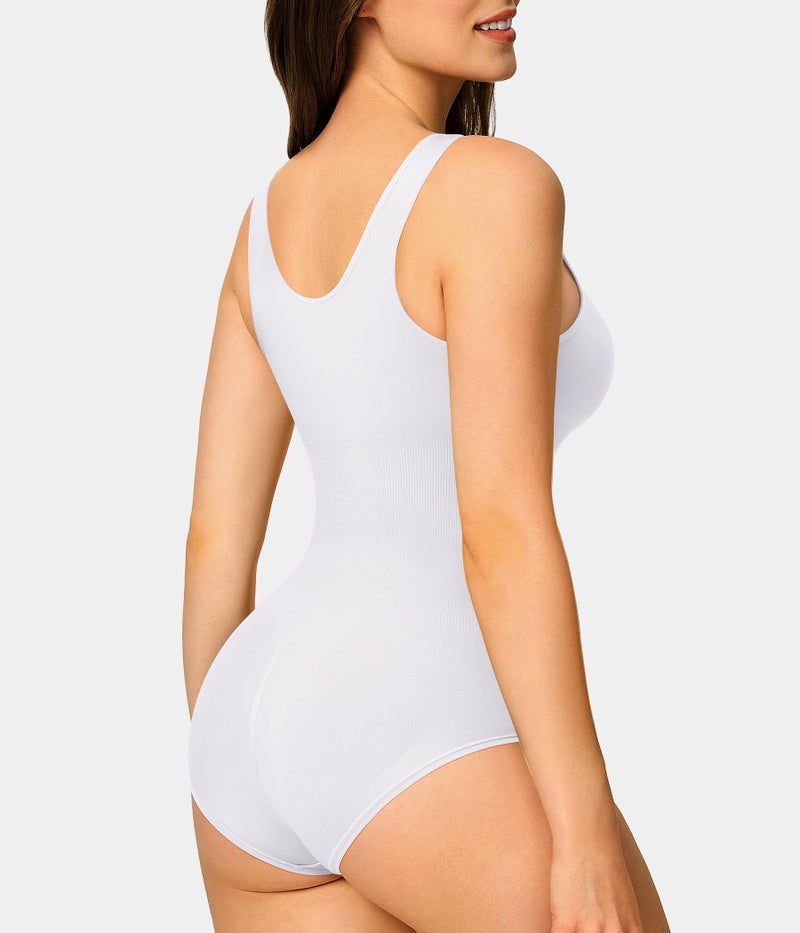 Nebility 2 Piece Shapewear Bodysuit for Women Tummy Control Slim Fit Sleeveless Round Neck Body Suit(Black/White 2pk,Medium-Large) - Image 2