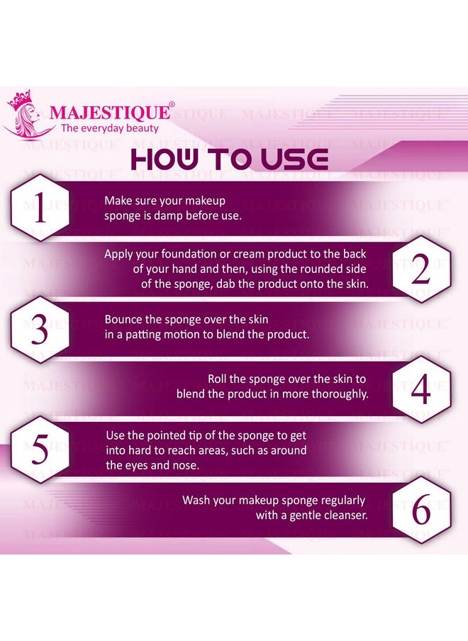 MAJESTIQUE 1Pcs Blender Beauty Makeup Sponge Set Foundation Blending Face Beauty Sponge Flawless For Liquid Cream And Powder Multicolored Makeup Sponges (Pink)  - Image 3