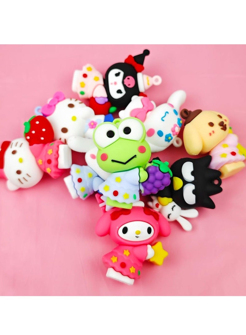 9PCS Kitty Cake Topper, lovely Cartoon Birthday Cake Decorations for Boy Girl Baby Shower Gifts Party Keychain Backpack Charm  - Image 4