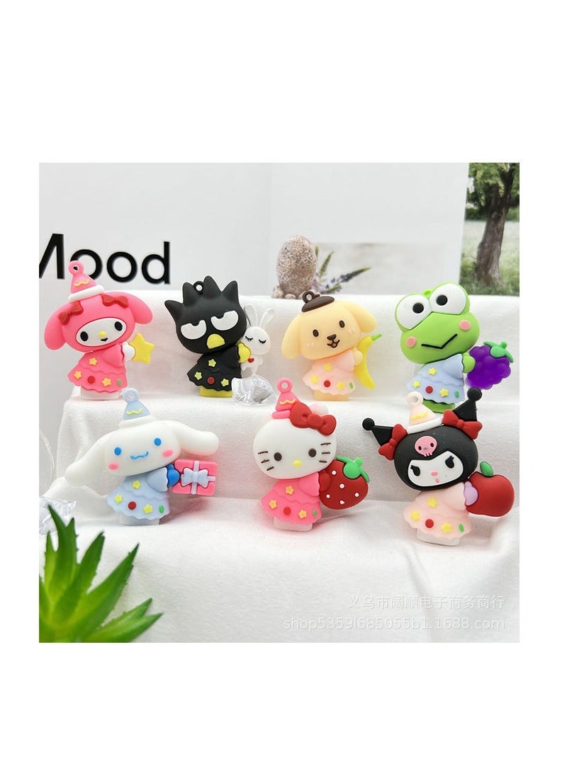 9PCS Kitty Cake Topper, lovely Cartoon Birthday Cake Decorations for Boy Girl Baby Shower Gifts Party Keychain Backpack Charm  - Image 2