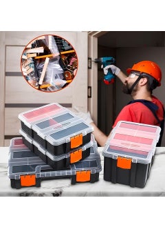 Cyrox Cyrox Plastic Tool Organiser Box Empty Stackable Multi Utility Storage Tool Box for Versatile Storage of Small Tools Beads Screws Hardware Bolts Nails 1Set of 4Pcs  - Image 5