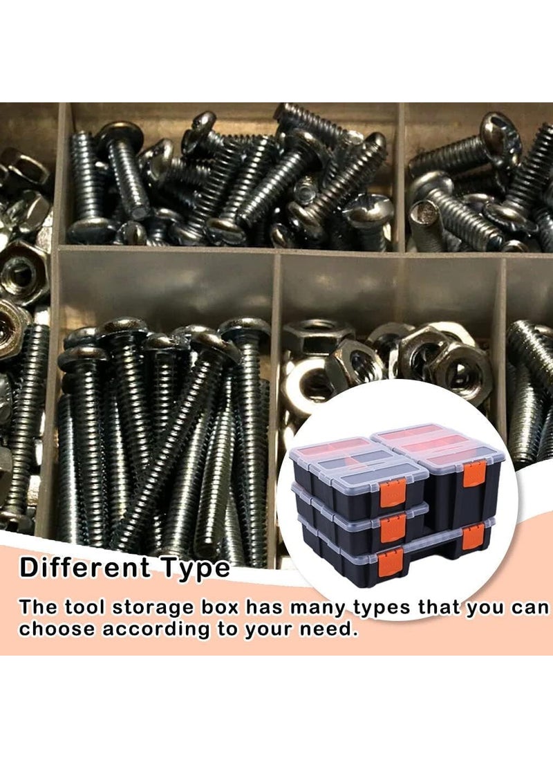 Cyrox - Cyrox Plastic Tool Organiser Box Empty Stackable Multi Utility Storage Tool Box for Versatile Storage of Small Tools Beads Screws Hardware Bolts Nails 1Set of 4Pcs - Image 1