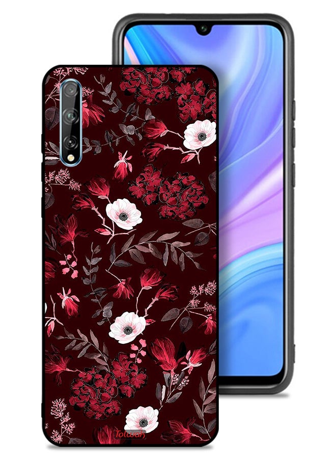 Tolwak غطاء واقي لهاتف هواوي Y8p مزين بالزهور الصغيرة والأوراق الاستوائية - Image 1