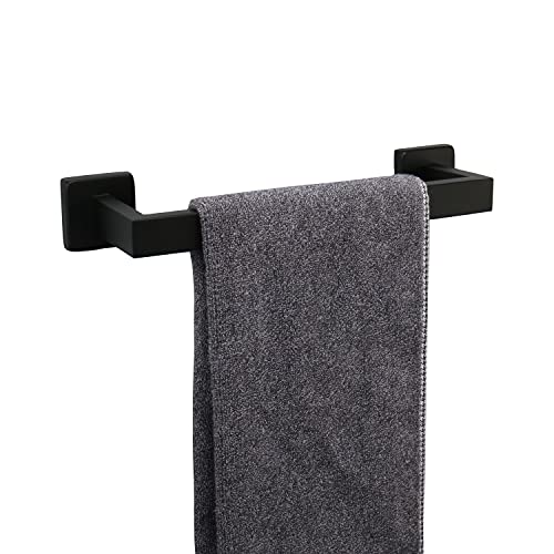 TocTen Bath Towel Rack - Square Base Thicken SUS304 Stainless Steel Towel Bar for Bathroom, Bathroom Accessories Towel Rod Heavy Duty Wall Mounted Towel Holder. (Black, 12) - Image 1