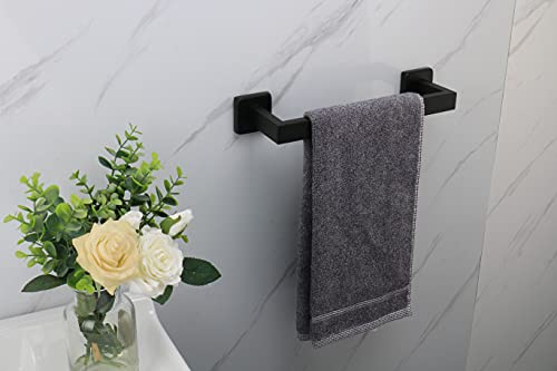 TocTen Bath Towel Rack - Square Base Thicken SUS304 Stainless Steel Towel Bar for Bathroom, Bathroom Accessories Towel Rod Heavy Duty Wall Mounted Towel Holder. (Black, 12) - Image 3
