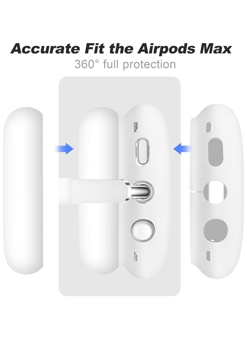 Anmi - 4 in 1 Clear Silicone Case Cover for AirPods Max Headphones White - Image 1