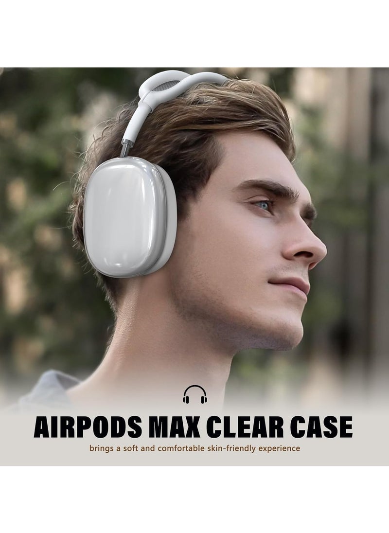 Anmi - 4 in 1 Clear Silicone Case Cover for AirPods Max Headphones White - Image 1