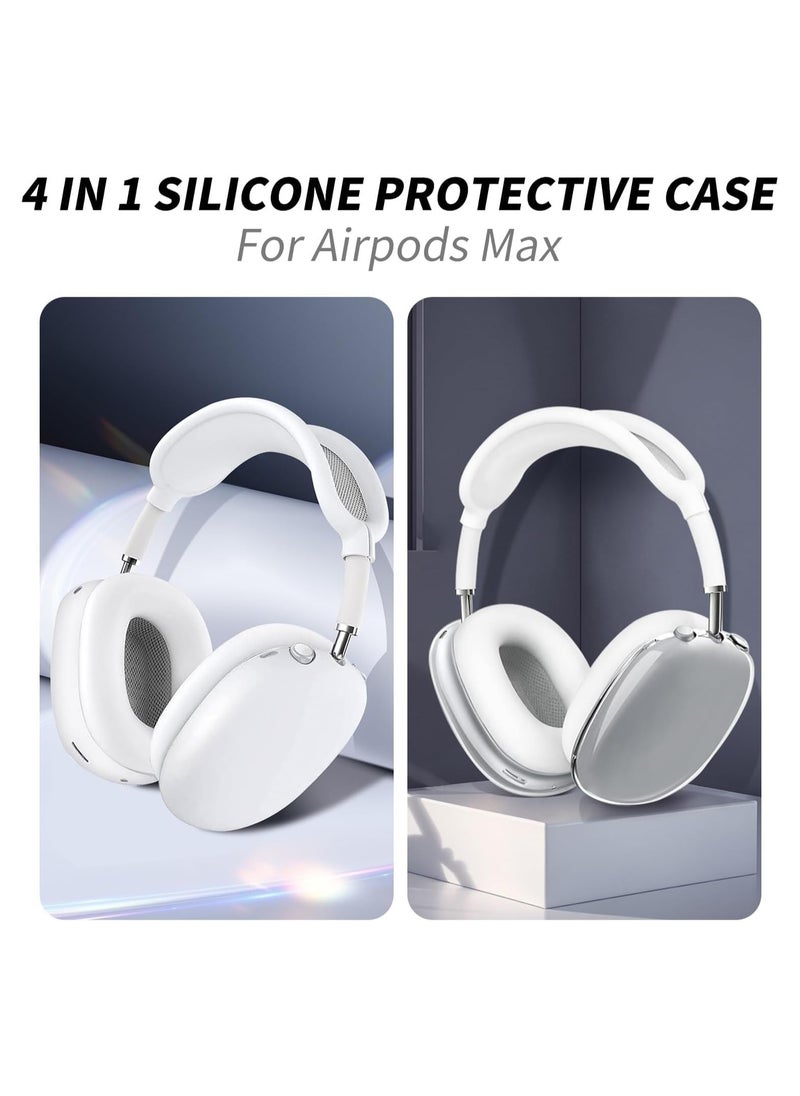Anmi - 4 in 1 Clear Silicone Case Cover for AirPods Max Headphones White - Image 1