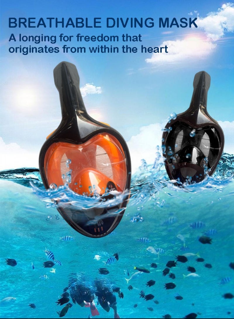 Generic Full Face Snorkel Diving Mask Set – 180° Panoramic View, Anti-Fog, Anti-Leak Design with Breathing Tube – Ideal for Adults and Teens Orange - Image 5