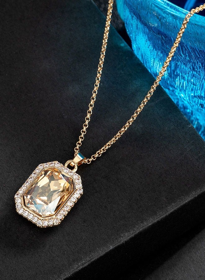 EVEVIC Austrian Crystal Halo Octagon Pendant Necklaces for Women Fashion 14K Gold Plated Dainty  Hypoallergenic Jewelry - Image 4