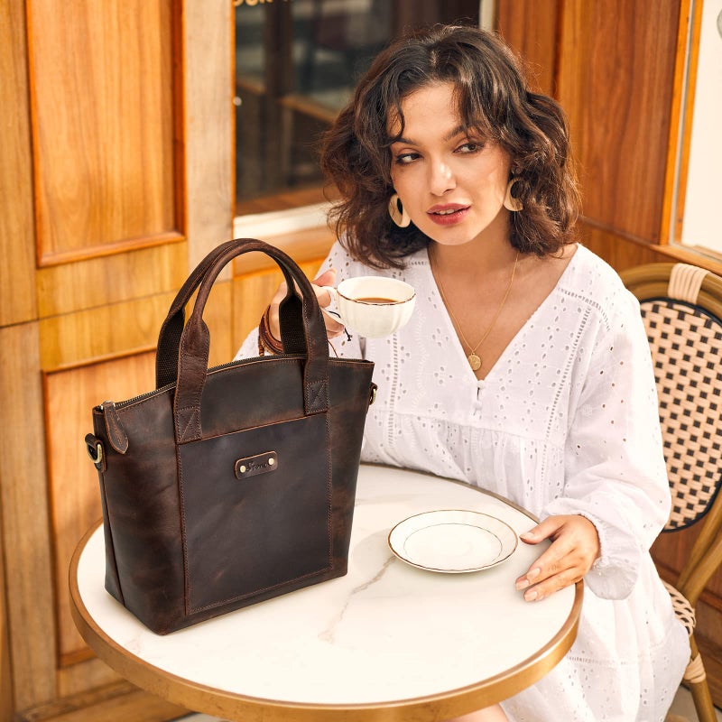S-ZONE Genuine Leather Satchel Bags for Women Crossbody Tote Top-Handle Handbags Shoulder Purse Medium - Image 2