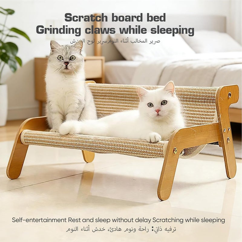 Keysweet Wooden Cat Chair Cats Sofa with Sisal Scratching Pad Scratching Couch,Cozy Scratcher Multipurpose Furniture Protector Exercise Tool for Bored Cat Pet - Image 3