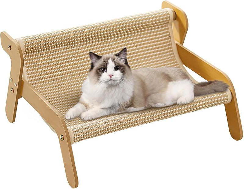 Keysweet Wooden Cat Chair Cats Sofa with Sisal Scratching Pad Scratching Couch,Cozy Scratcher Multipurpose Furniture Protector Exercise Tool for Bored Cat Pet - Image 1