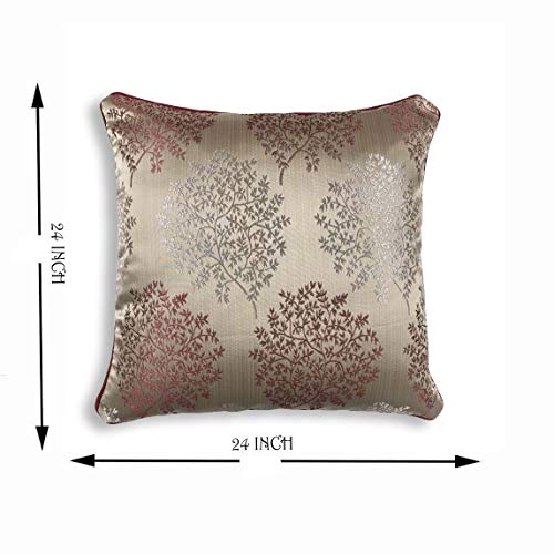 IM FAB® Jacquard Jupiter Tree Maroon Cushion Cover Set of 5 Pcs(24x24 inchs or 60x60 cm) - Image 4