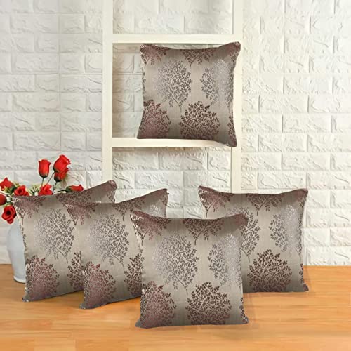 IM FAB® Jacquard Jupiter Tree Maroon Cushion Cover Set of 5 Pcs(24x24 inchs or 60x60 cm) - Image 1