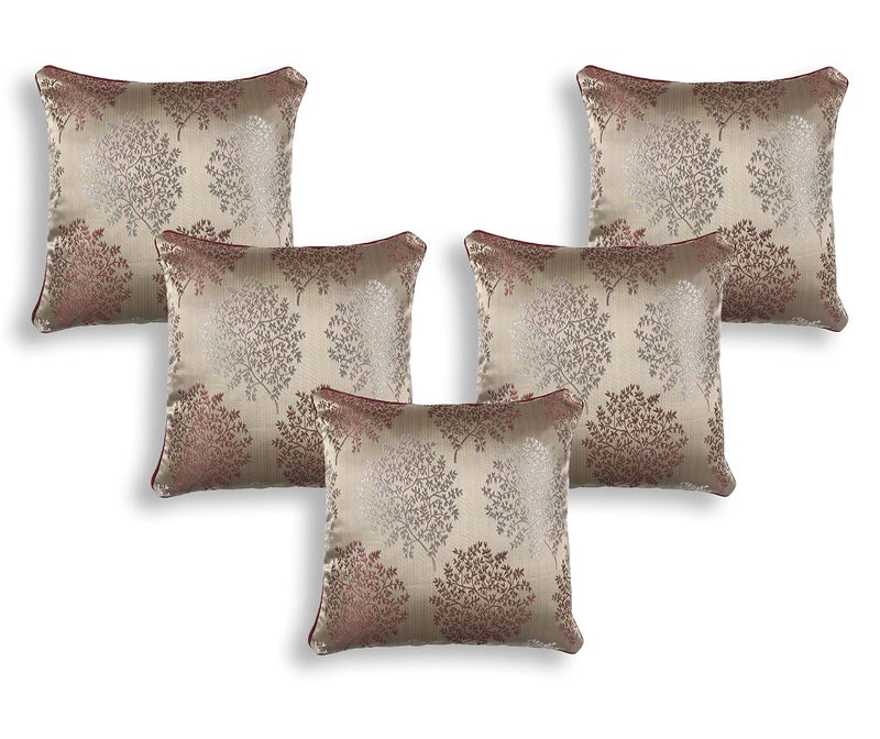 IM FAB® Jacquard Jupiter Tree Maroon Cushion Cover Set of 5 Pcs(24x24 inchs or 60x60 cm) - Image 5