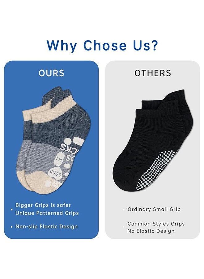 SHABILI Baby Boy Girl's Cotton Ankle Socks Short Low‑Cut Casual Slouch 5‑Pair Set for 1‑3 Years, Breathable Moisture‑Wicking Anti‑Odor Elastic Cuff Durable No Pilling Non‑Slip Sole, for Daily Leisure Travel - Image 2