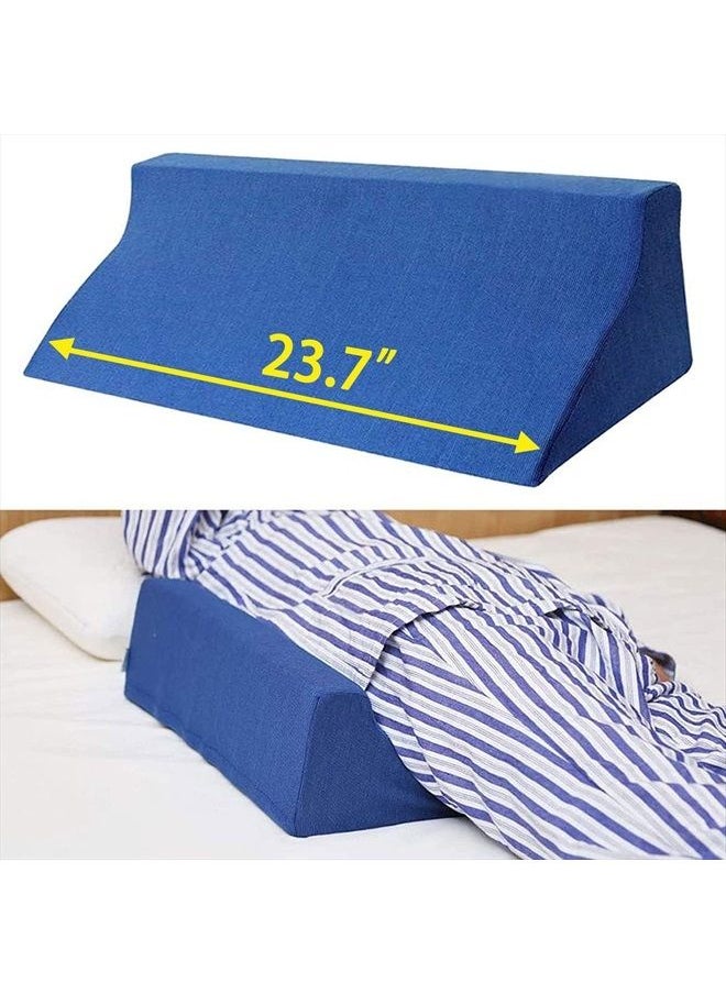 LUCID Fanwer Bed Wedge Pillow for Sleeping Body Position Wedges Back Positioning Elevation Pillows Blue Pray Case Pregnancy Bedroom Eevated Body Alignment Ankle Support Pillow Leg Bolster  - Image 1