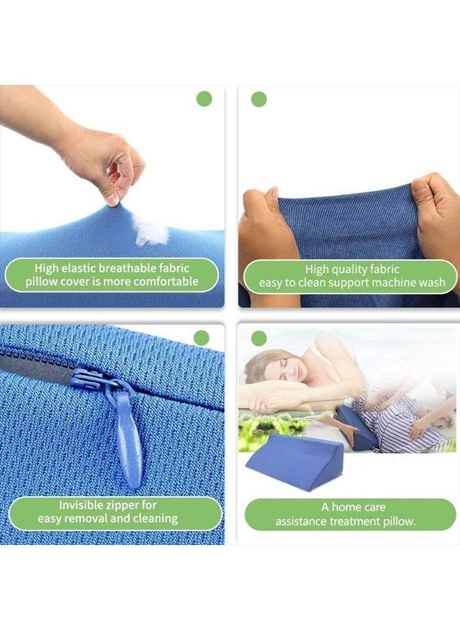 LUCID Fanwer Bed Wedge Pillow for Sleeping Body Position Wedges Back Positioning Elevation Pillows Blue Pray Case Pregnancy Bedroom Eevated Body Alignment Ankle Support Pillow Leg Bolster  - Image 5