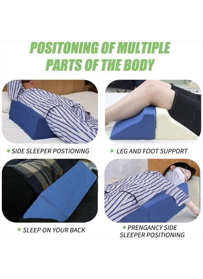 LUCID Fanwer Bed Wedge Pillow for Sleeping Body Position Wedges Back Positioning Elevation Pillows Blue Pray Case Pregnancy Bedroom Eevated Body Alignment Ankle Support Pillow Leg Bolster  - Image 3