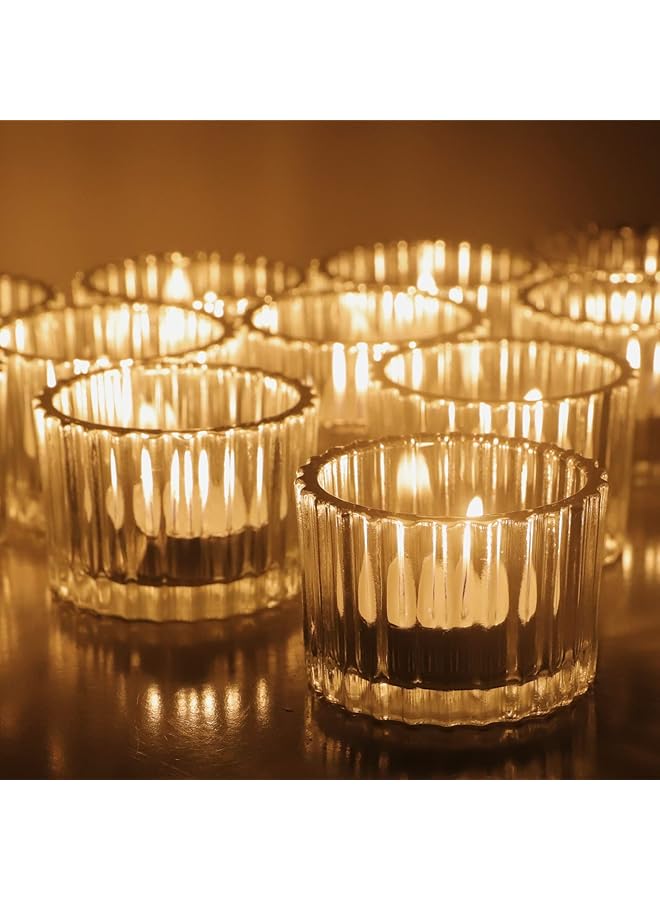 The Bros Clear Tealight Candle Holder Set of 12, Clear Glass Tealight Candle Holders for Wedding Party, Tea Light Candles Holder Bulk for Centerpiece Thanksgiving Christmas Party (2 X1.4, Clear) - Image 1