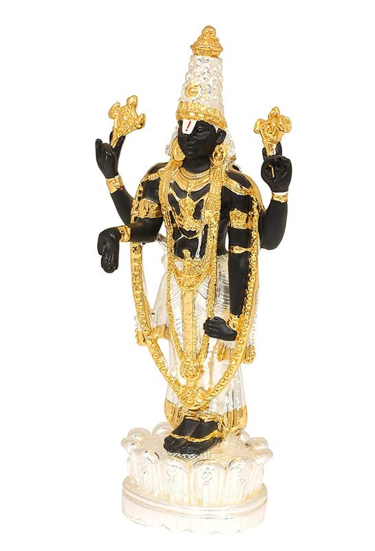 INTERNATIONAL GIFT هدية دولية تمثال مورتى حصري من بالاجي تيروباتي فينكاتيشوار مطلي بالذهب والفضة 65 بوصة - Image 3