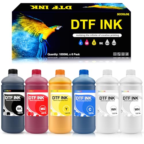 SPLENDIDCOLOR DTF INK Combo Pack 1000ML-Premium Direct-to-Film Transfer Ink for PET Film Compatible for Printheads L1800 L805 R1390 4720 I3200 XP600 DX7 DX5 5113(2 White,1 Black,1 Cyan,1 Magenta,1 Yellow) - Image 1