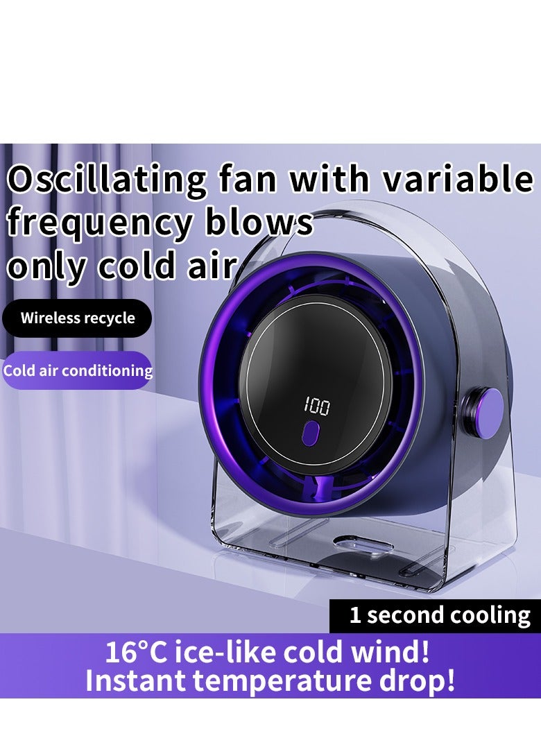 Table Fans, turbofan, Quiet Wall-Mounted Desk Fan, Digital Display Rechargeable USB Fan, 115°Tilt, 100 Speeds, Long Lasting Power, Portable Fan for Home Office Kitchen Travel Camping  - Image 2