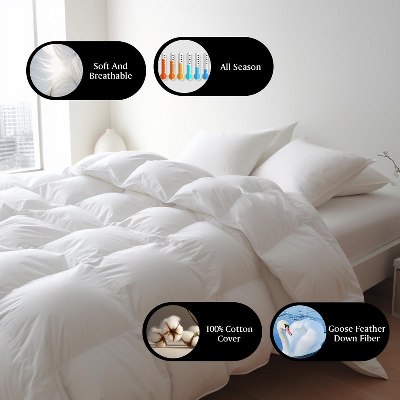 Royal Luxe Goose Feather Down Fiber Comforter - Queen Size Duvet Insert, 100% Cotton Cover All Season Comforter Ultra Soft Luxurious Hotel Bedding, 88â€x88â€ - Image 2