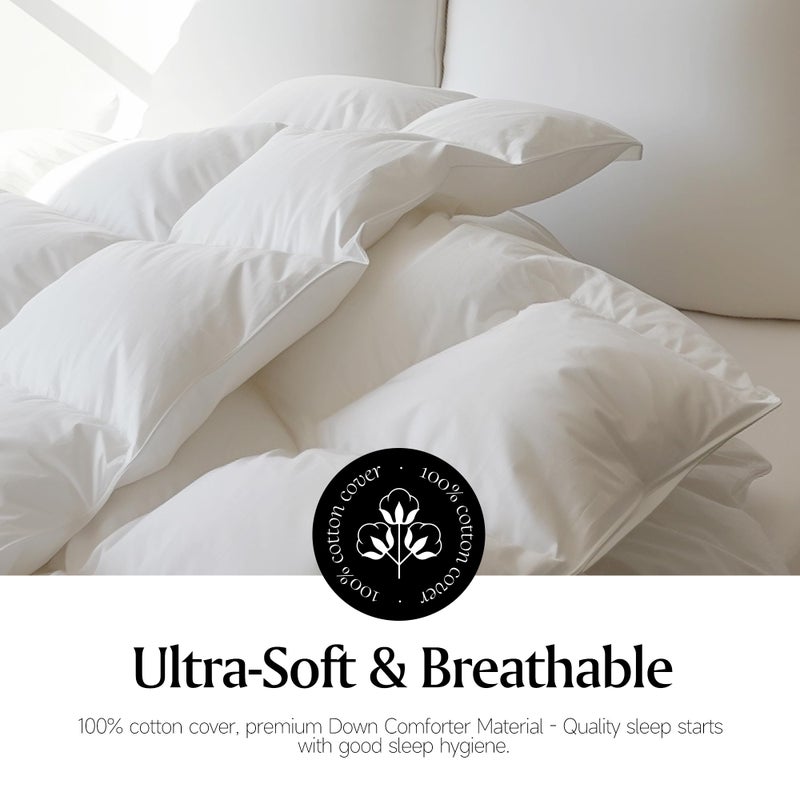 Royal Luxe Goose Feather Down Fiber Comforter - Queen Size Duvet Insert, 100% Cotton Cover All Season Comforter Ultra Soft Luxurious Hotel Bedding, 88â€x88â€ - Image 3