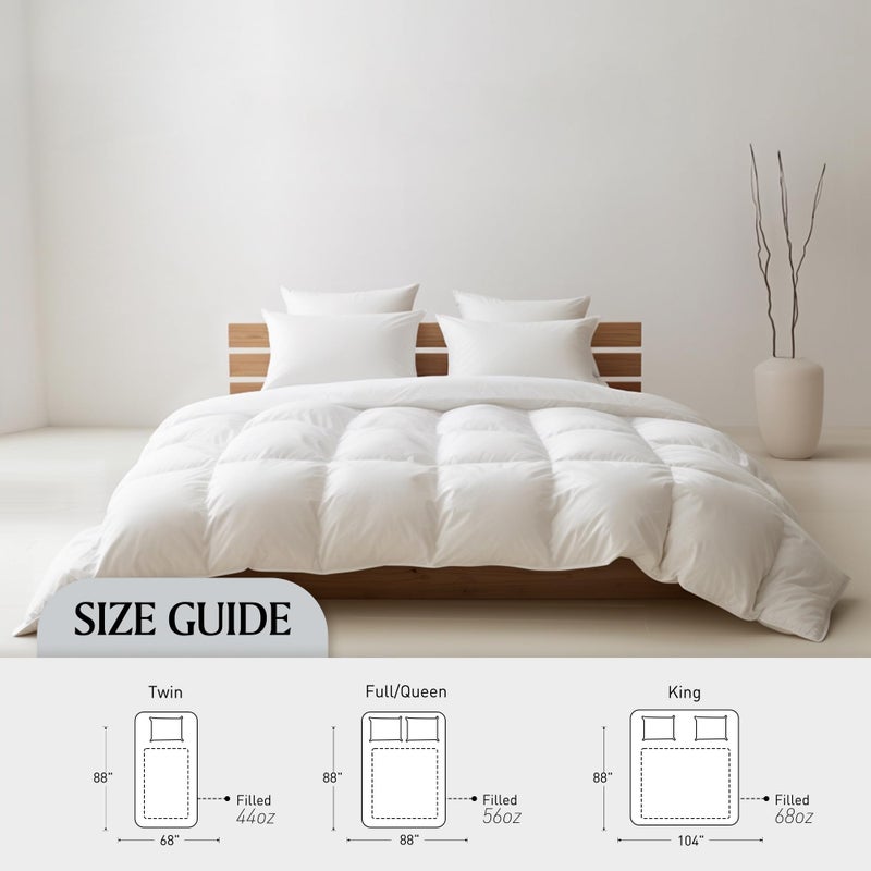 Royal Luxe Goose Feather Down Fiber Comforter - Queen Size Duvet Insert, 100% Cotton Cover All Season Comforter Ultra Soft Luxurious Hotel Bedding, 88â€x88â€ - Image 5