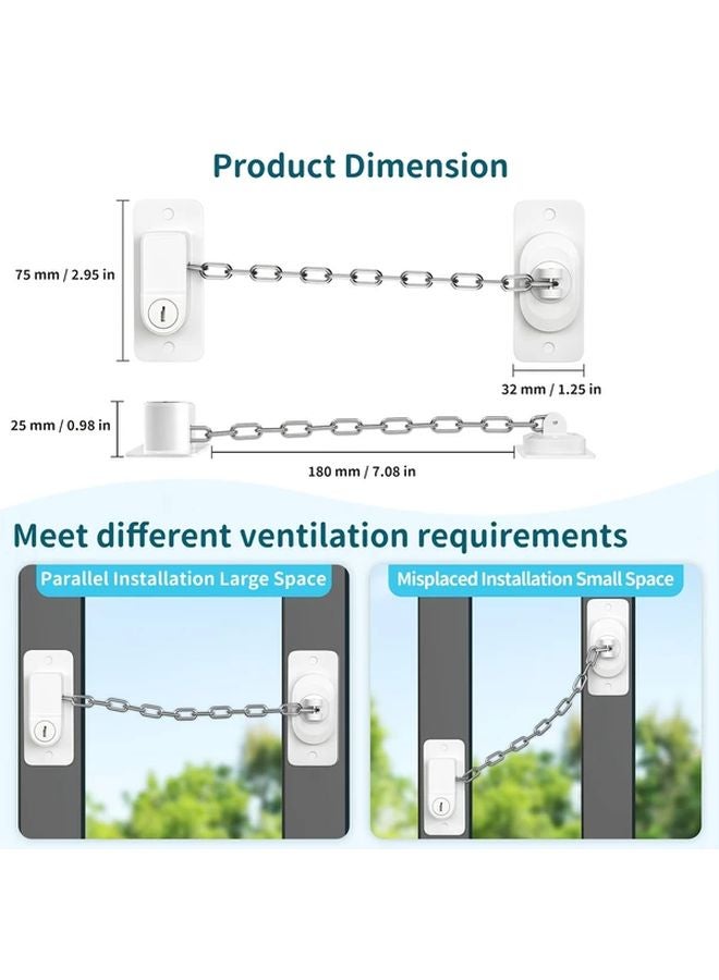 Black 4pcs No Drill Window Stopper Lock Self Adhesive Security Chain for Doors - Image 4