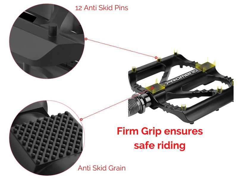 Yellowfin Aluminium Alloy DU Bearing Lightweight Bicycle Pedals With12 Anti-Skid Pins for Road Mountain BMX MTB Bike (PD-R27) - Image 2