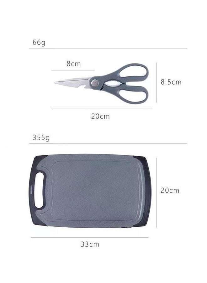 Hanayo 19 Pcs Knife and Kitchenware Set Kitchen Cooking Utensils Set Heat-resistant Silicone Tool Set with Wooden Handle Non-Stick Spoon Spatula Cooking Kitchen Tool Set(Grey) - Image 4