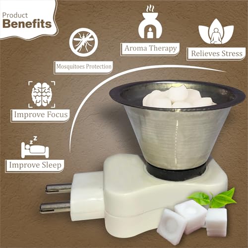 JD FRESH Stainless Steel Camphor Diffuser Burner/Electric Kapoor Dani for Pooja/Bakhoor Burner/Multipurpose Incense Aroma Dhoop Dani for Home/Temple/Meditation & Mosquito Repellent (White) - Image 3