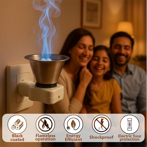 JD FRESH Stainless Steel Camphor Diffuser Burner/Electric Kapoor Dani for Pooja/Bakhoor Burner/Multipurpose Incense Aroma Dhoop Dani for Home/Temple/Meditation & Mosquito Repellent (White) - Image 4