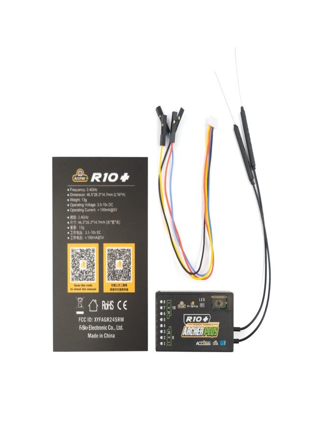 FrSky Archer Plus R10+ Receiver - 10 Configurable Ports Dual Detachable Antennas Access & D16 Compatible Enhanced Anti-RF Interference Black Box & Telemetry SBUS/FBUS Support - Image 4